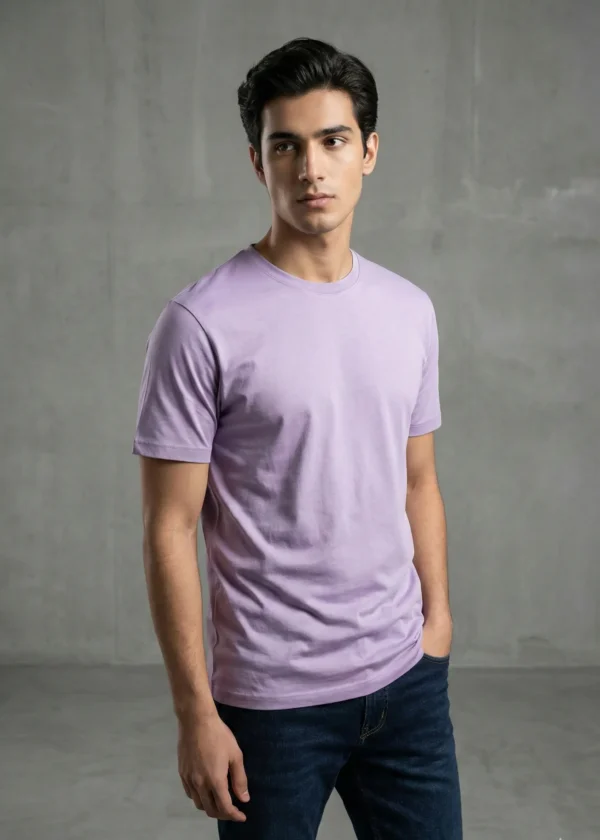 Cotton Round Neck Lavender T-Shirt by Elaasa